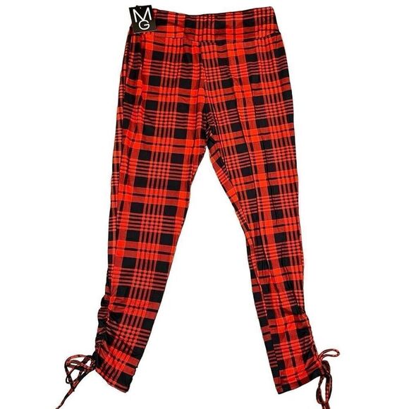 NWT Mlle Gabrielle Women’s Red Black  Plaid Pull-on Leggings 2X - Picture 1 of 8